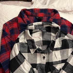 Two Rue 21 long sleeve flannel tops, gently used, Medium